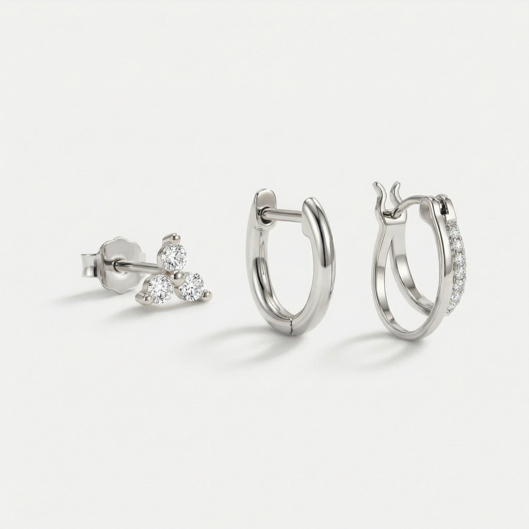 Petite Clover Double Hoop Ear Stack Set