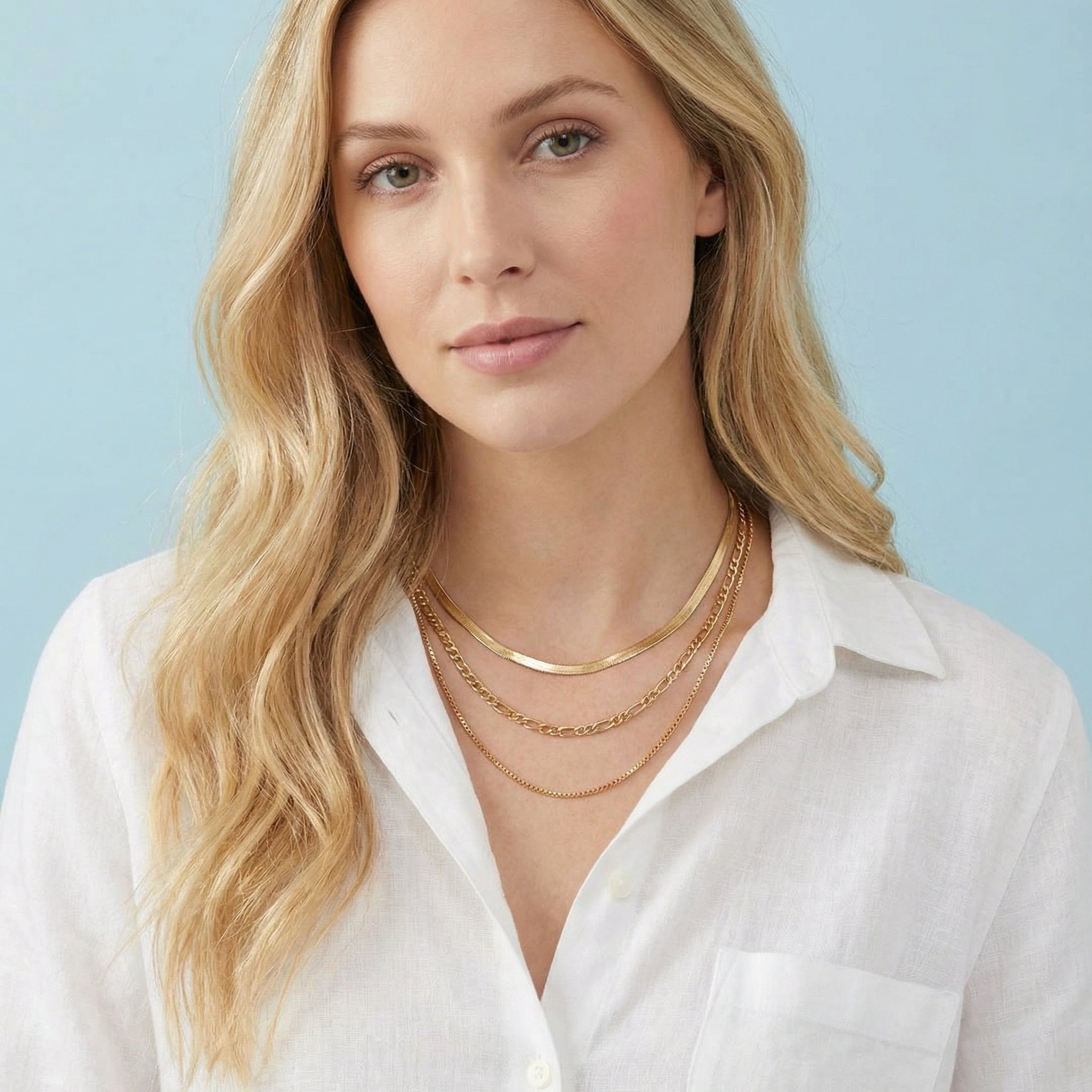 Bohemian Triple Layered Chain Necklace
