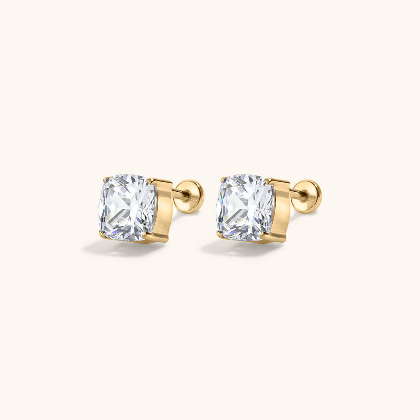 Celestial Crystal Cushion Nap Earrings – Gold