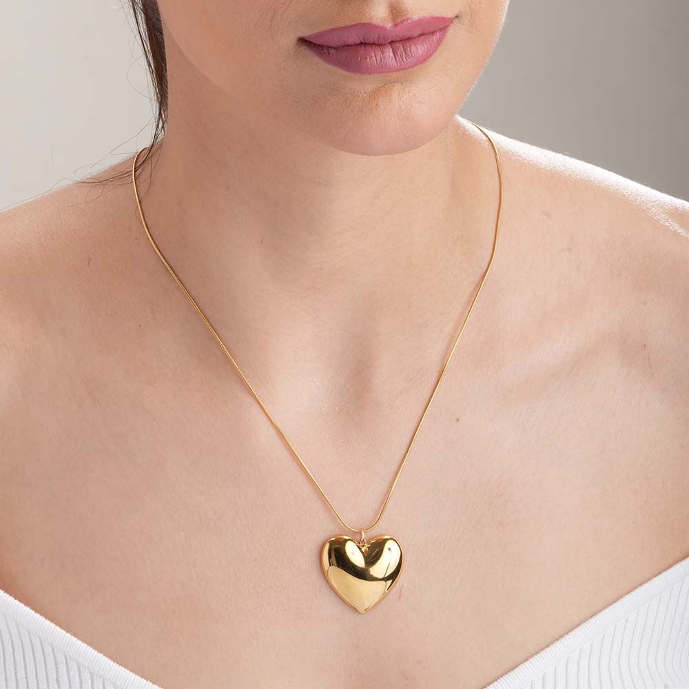 Golden Heart Charm Chain Necklace
