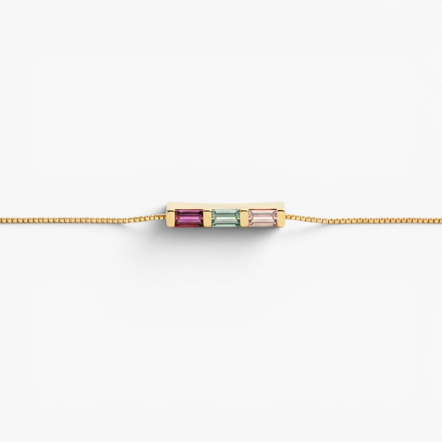 Baguette Birthstone Chain Bracelet
