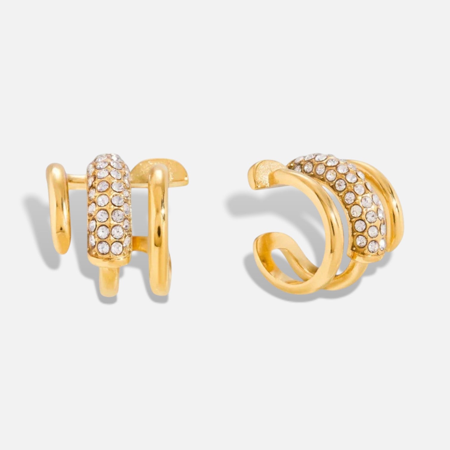 Nail Layered Gold Cuff Earrings