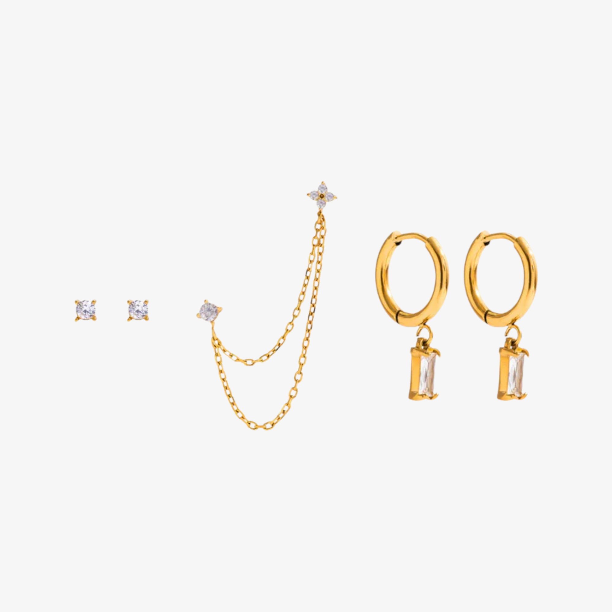 Lina Diamond Earring Set – 18k Yellow Gold