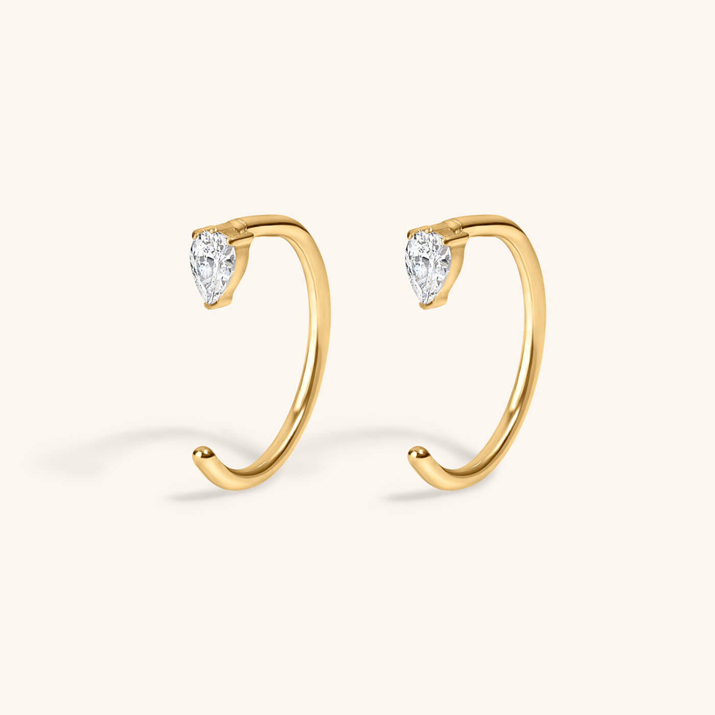 Pear Open Huggie Hoops – Gold