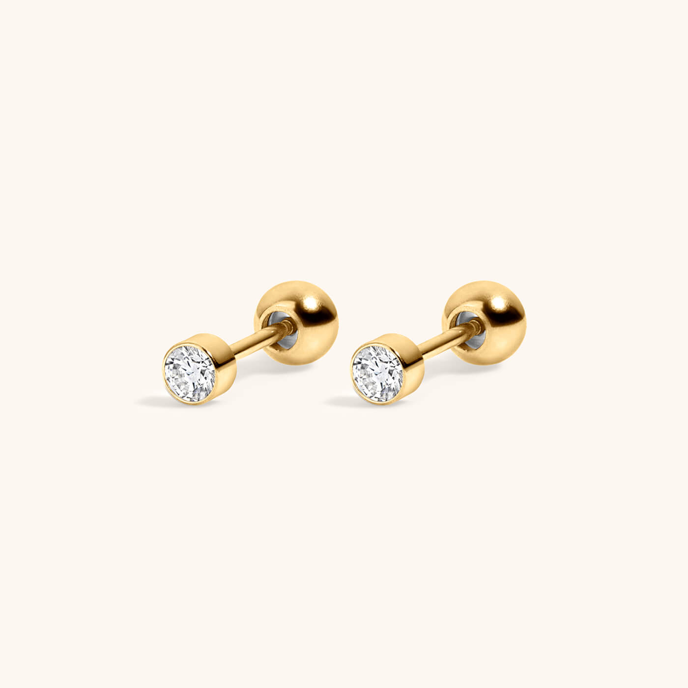 Celestial Crystal Bezel Solitaire Studs – Gold