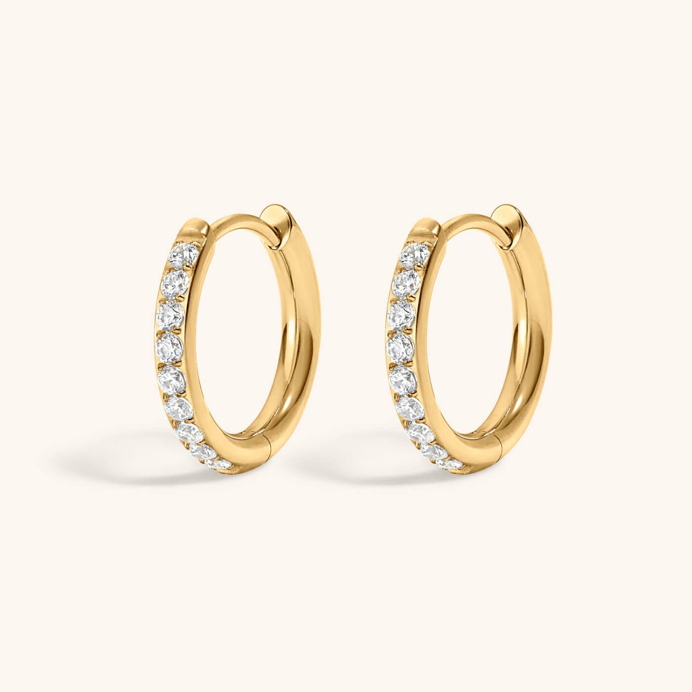 Pavé Hoops, 14mm – Gold
