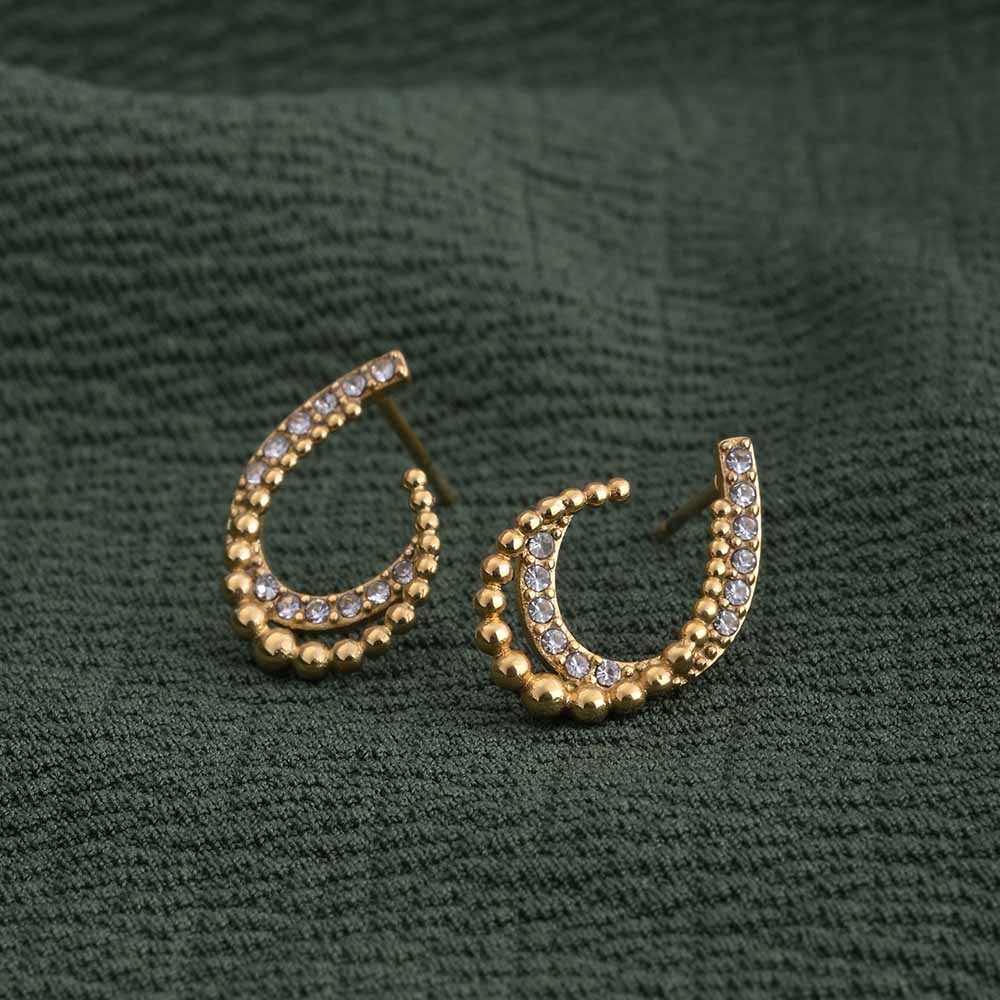 Almond Stones Half Hoop Earrings