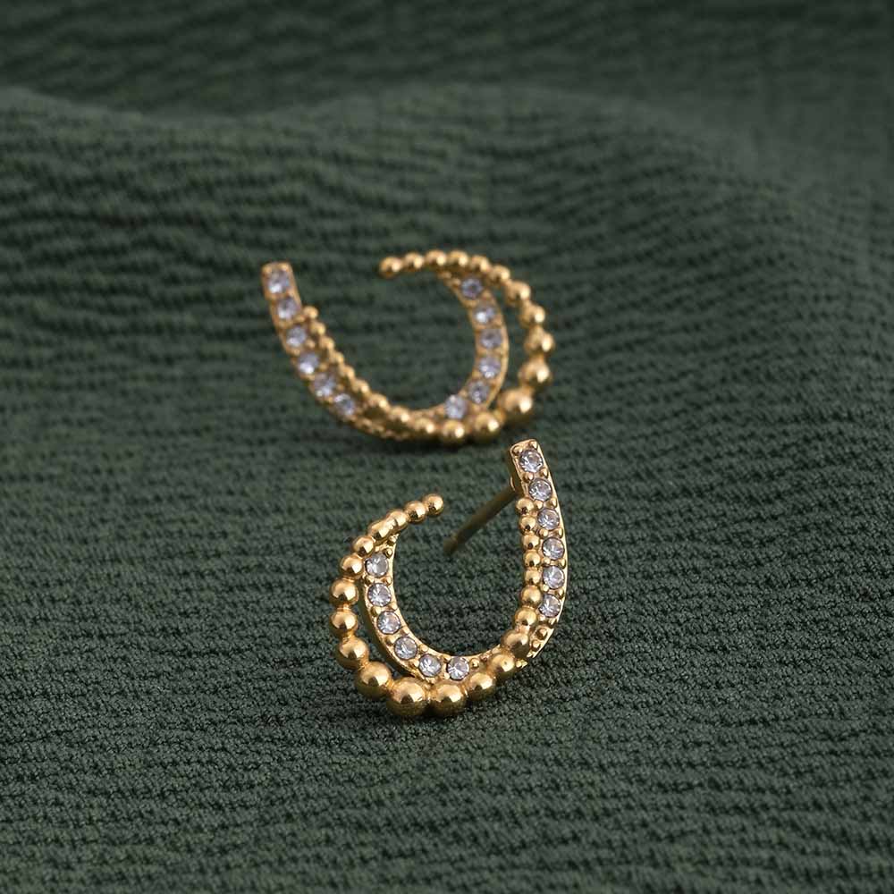 Almond Stones Half Hoop Earrings