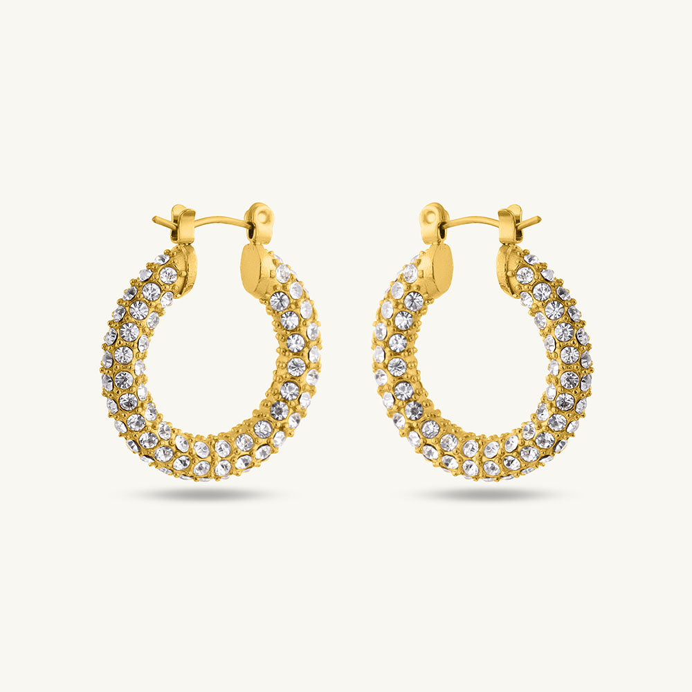 Diamond Studded Hoop Earrings – GOLD