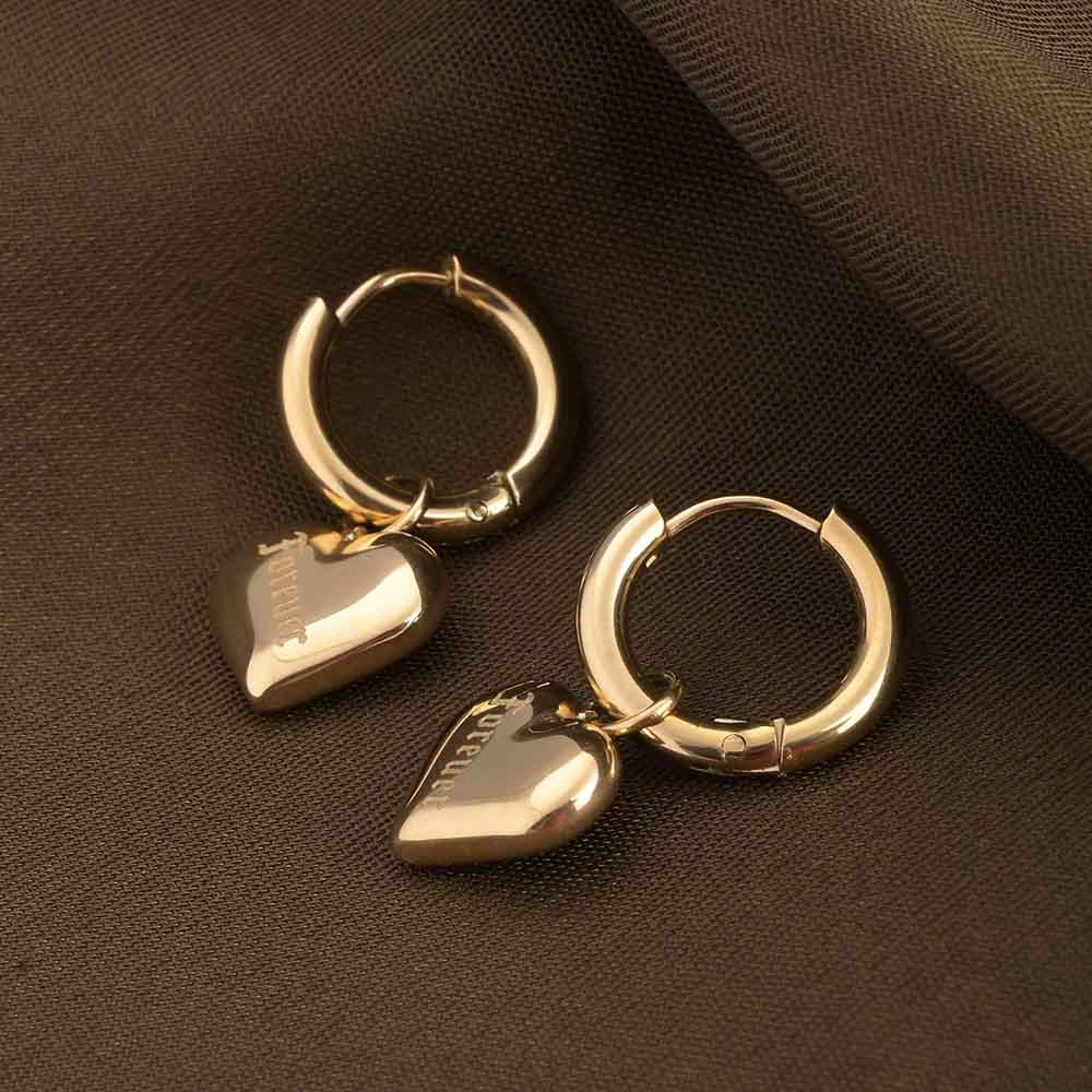 Medium Heart Hoop Drop Earrings