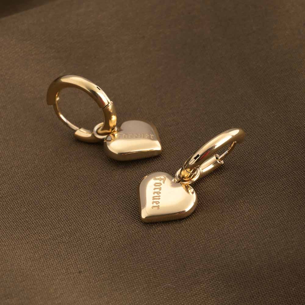 Medium Heart Hoop Drop Earrings