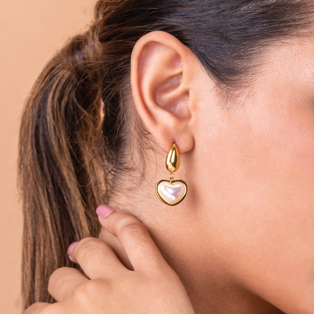 Vintage Pearl Heart Earrings