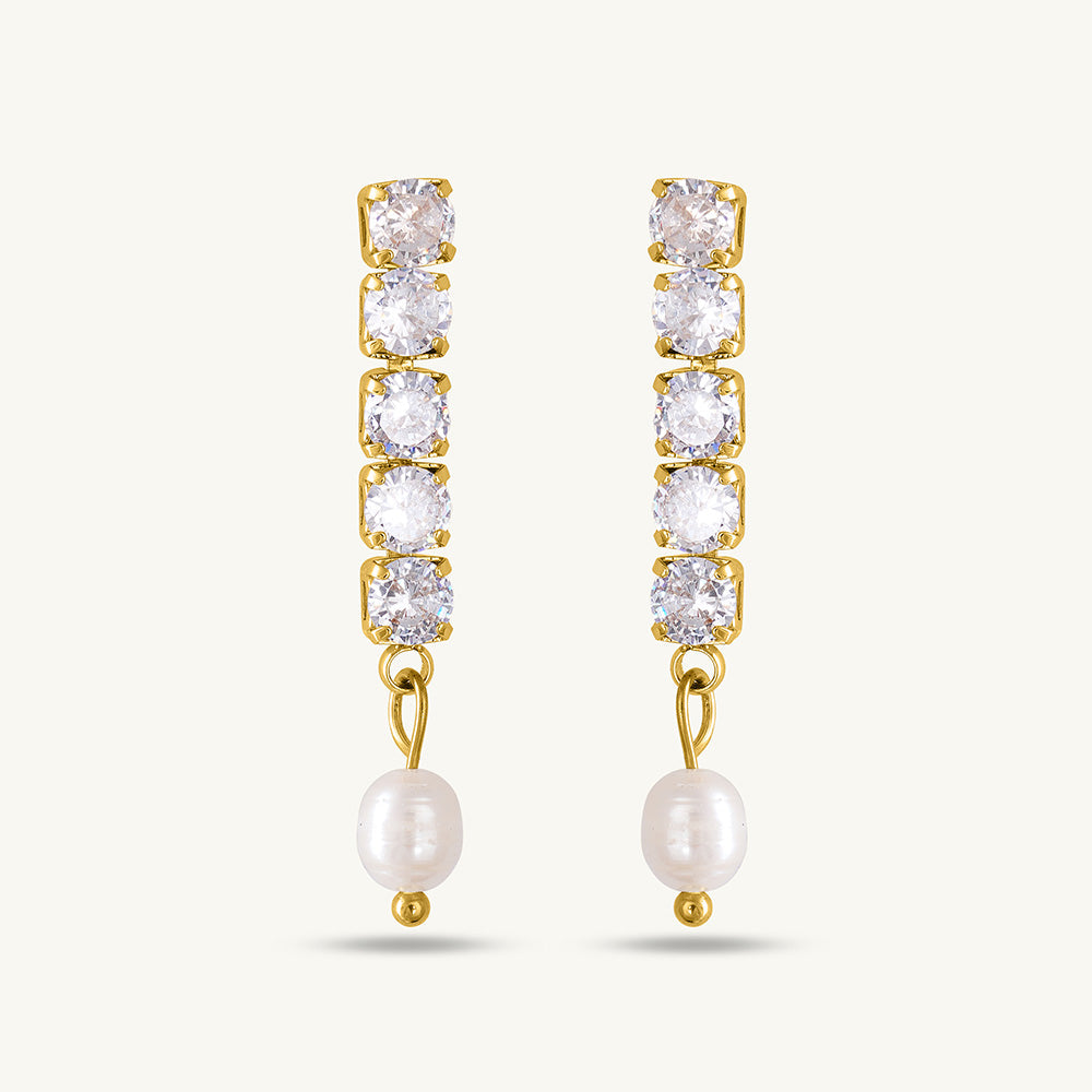 Pearl Drop Diamond Earrings – GOLD