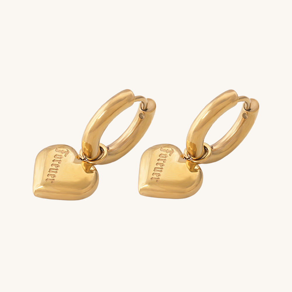 Medium Heart Hoop Drop Earrings