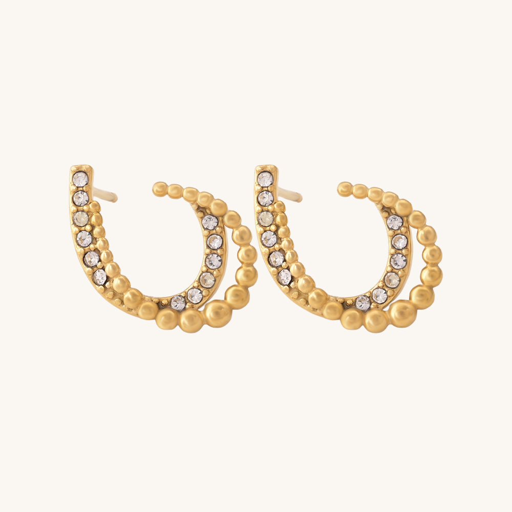 Almond Stones Half Hoop Earrings
