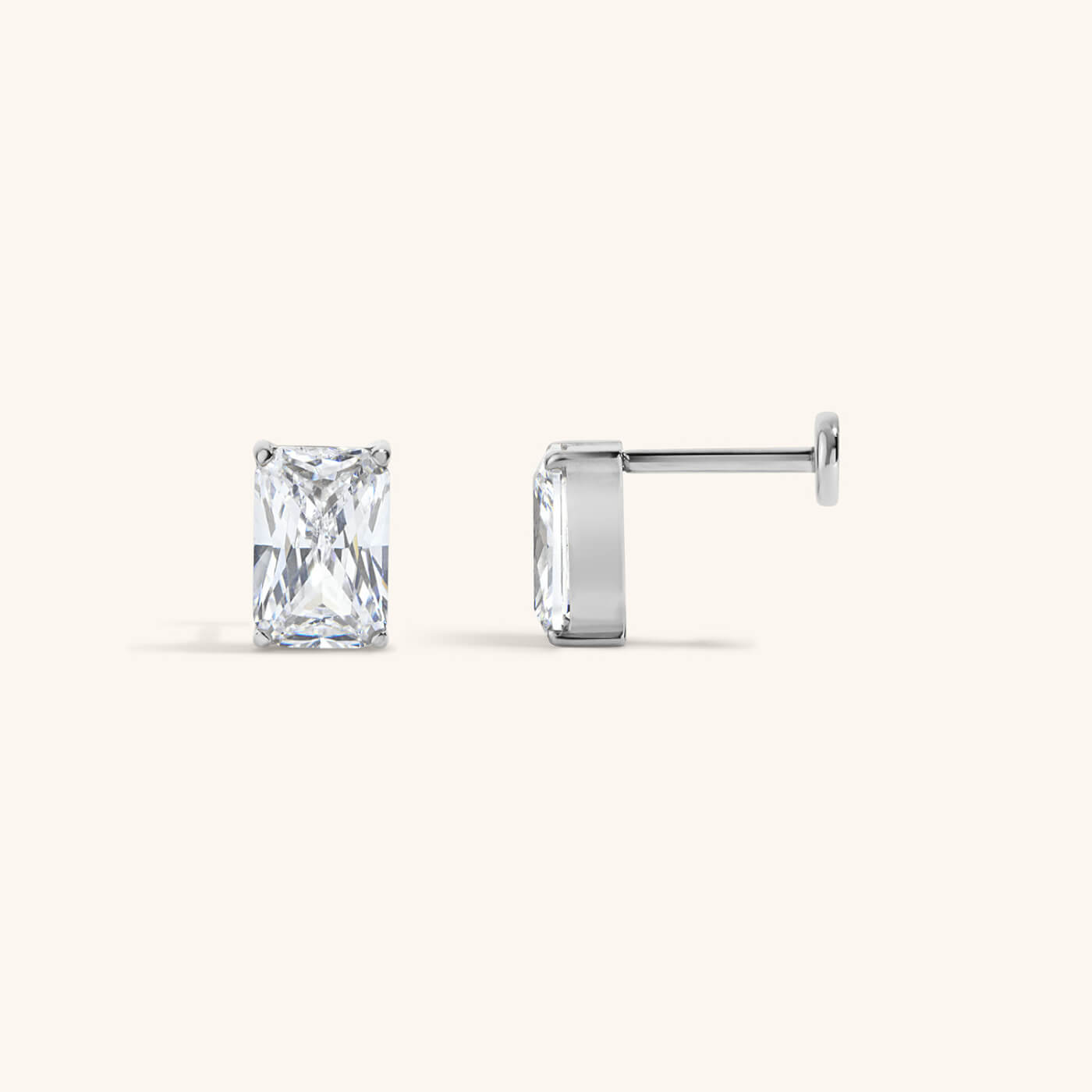 Celestial Crystal Emerald-Cut Nap Earrings, 6mm
