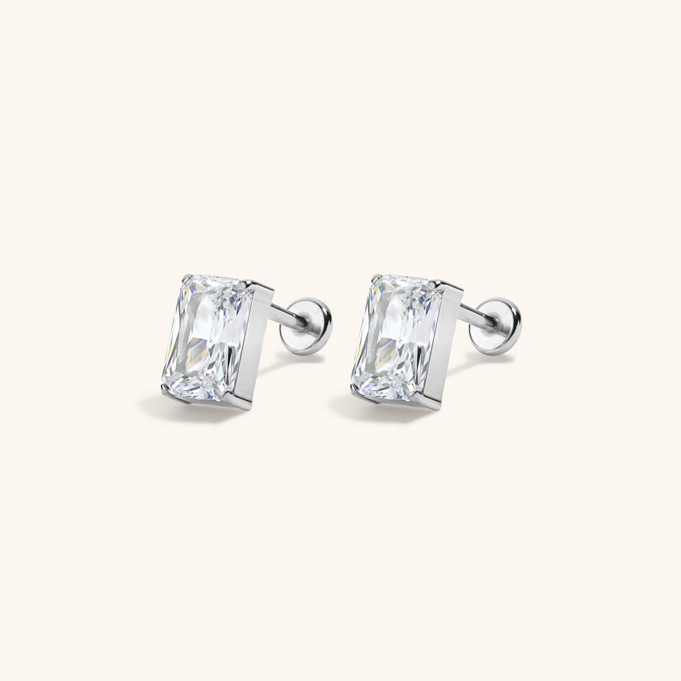 Celestial Crystal Emerald-Cut Nap Earrings, 6mm