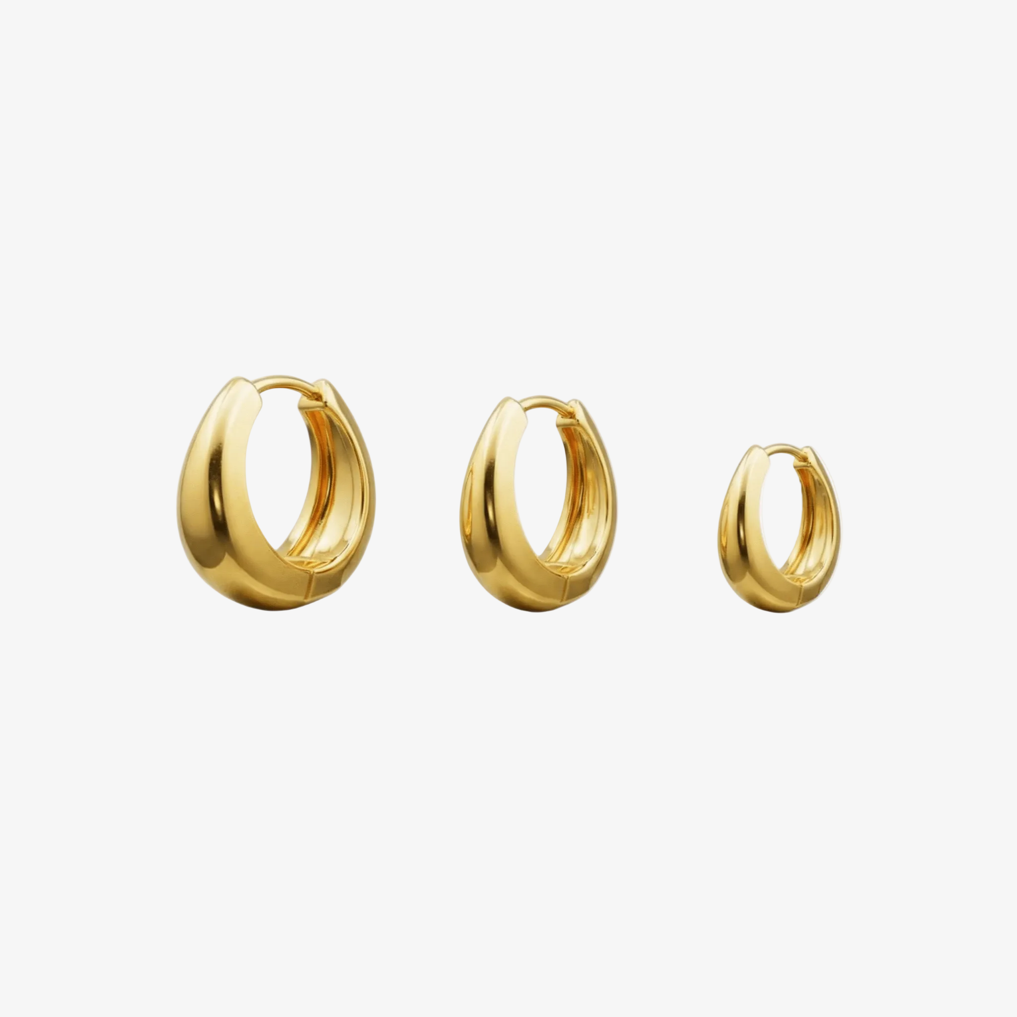 Essential Chunky Hoop Earrings Trio Set – Gold