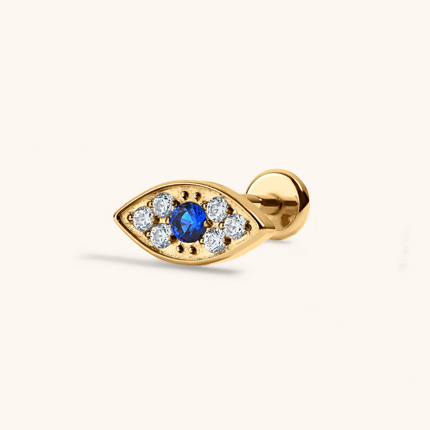 Evil Eye Push Pin Flat Back Earring – Titanium - Gold