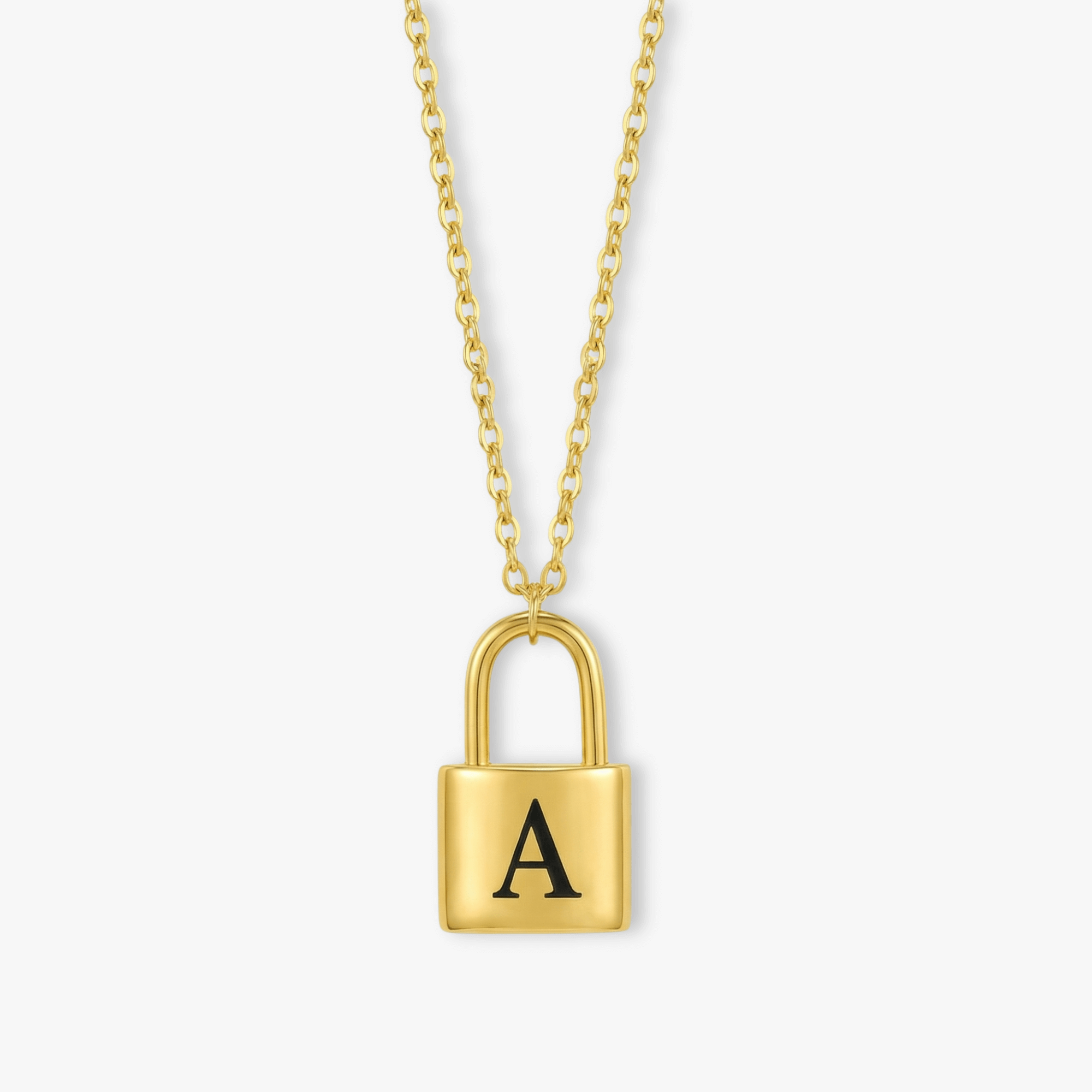 Personalized Initial Lock Necklace – gold