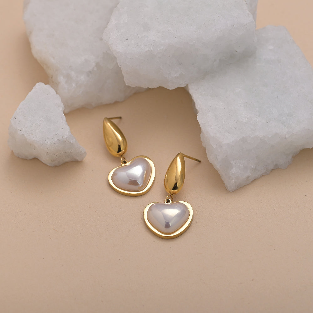 Vintage Pearl Heart Earrings