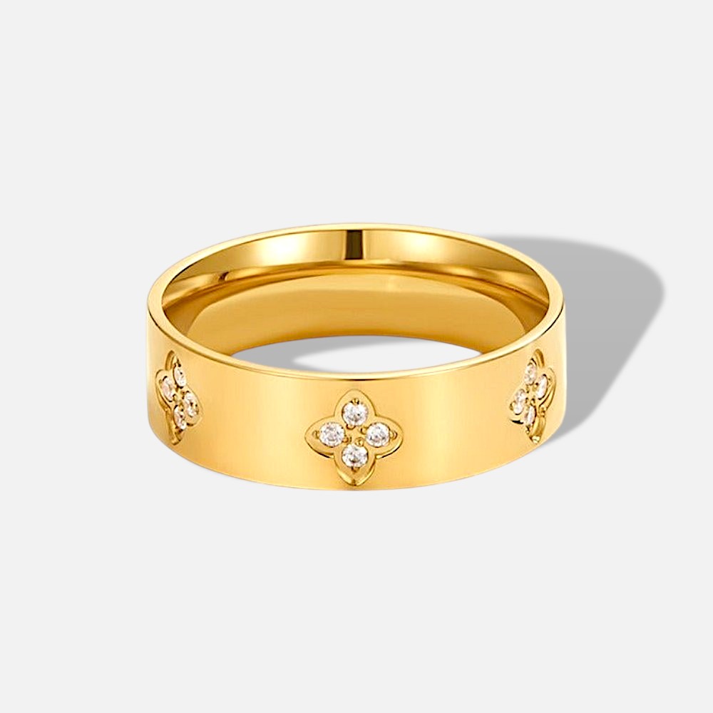 Aurelle Crystal Clover Band Ring