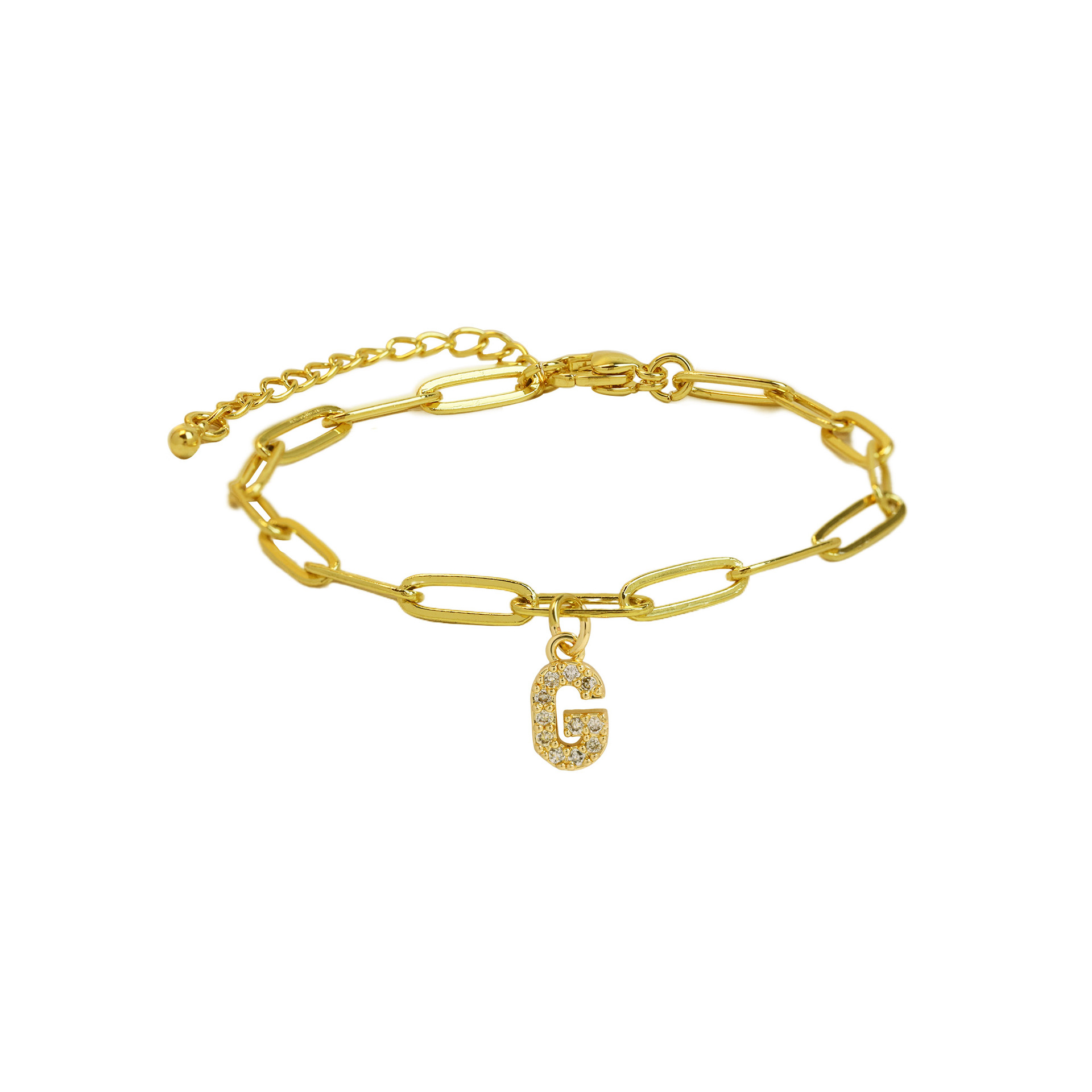 Paperclip Initial Letter Bracelet