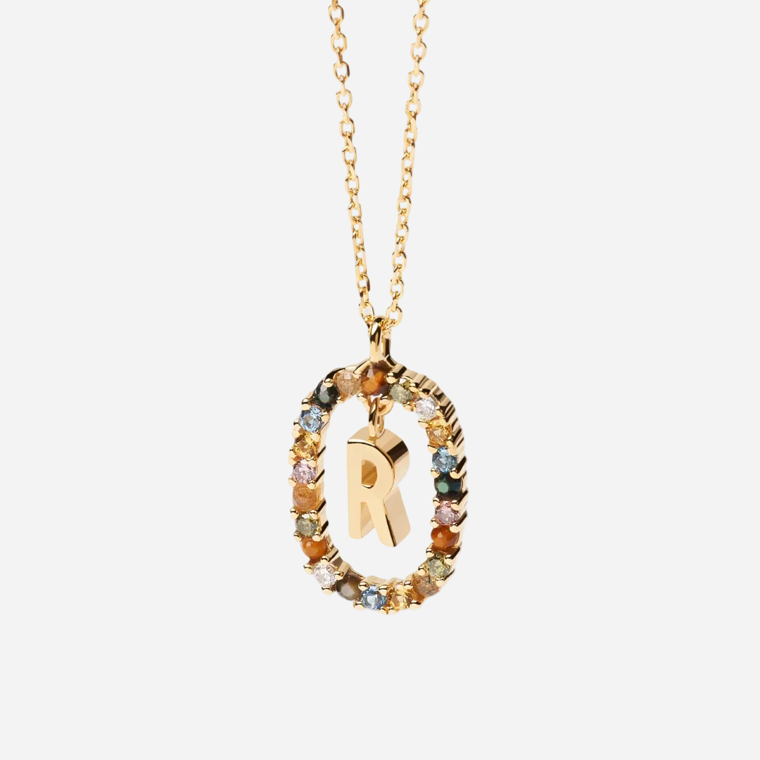 Gemstone Initial Necklace