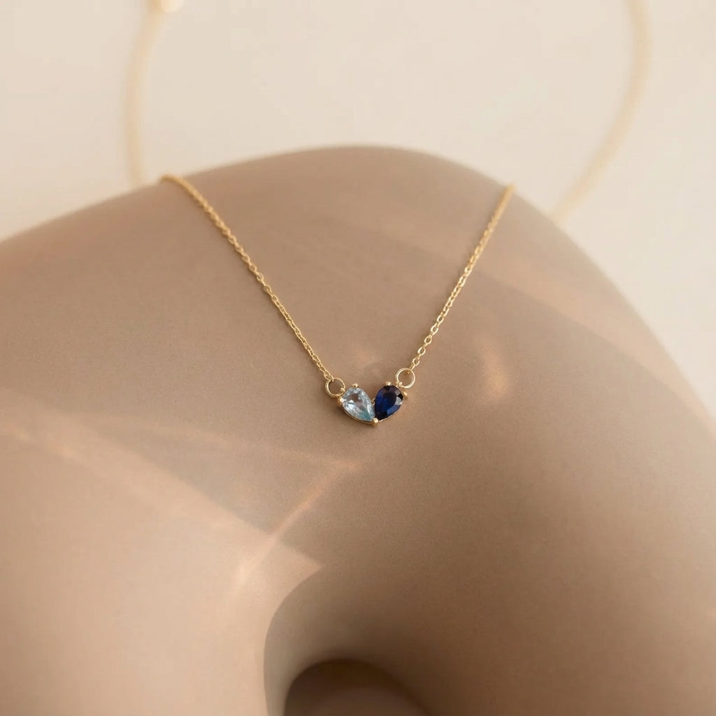 Dual Birthstone Heart Necklace