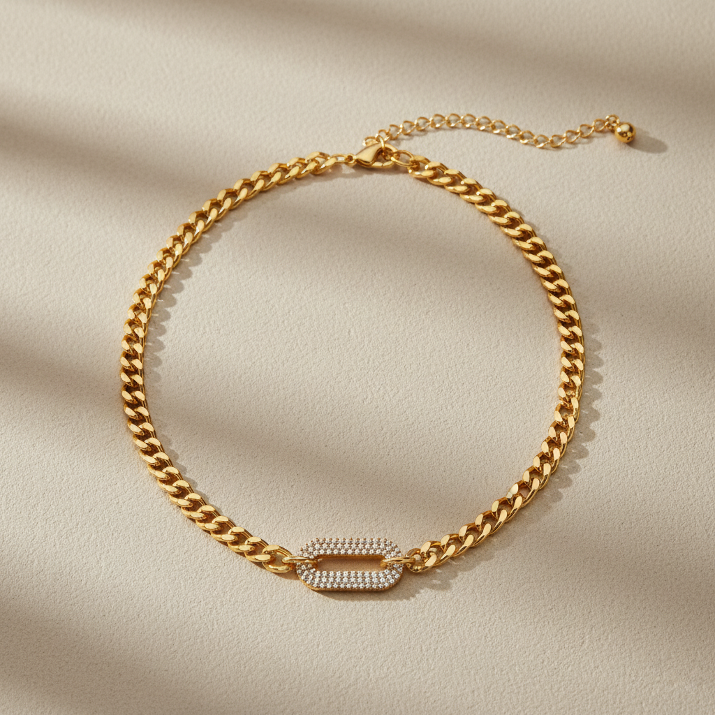 Cuban Halo Link Choker Necklace