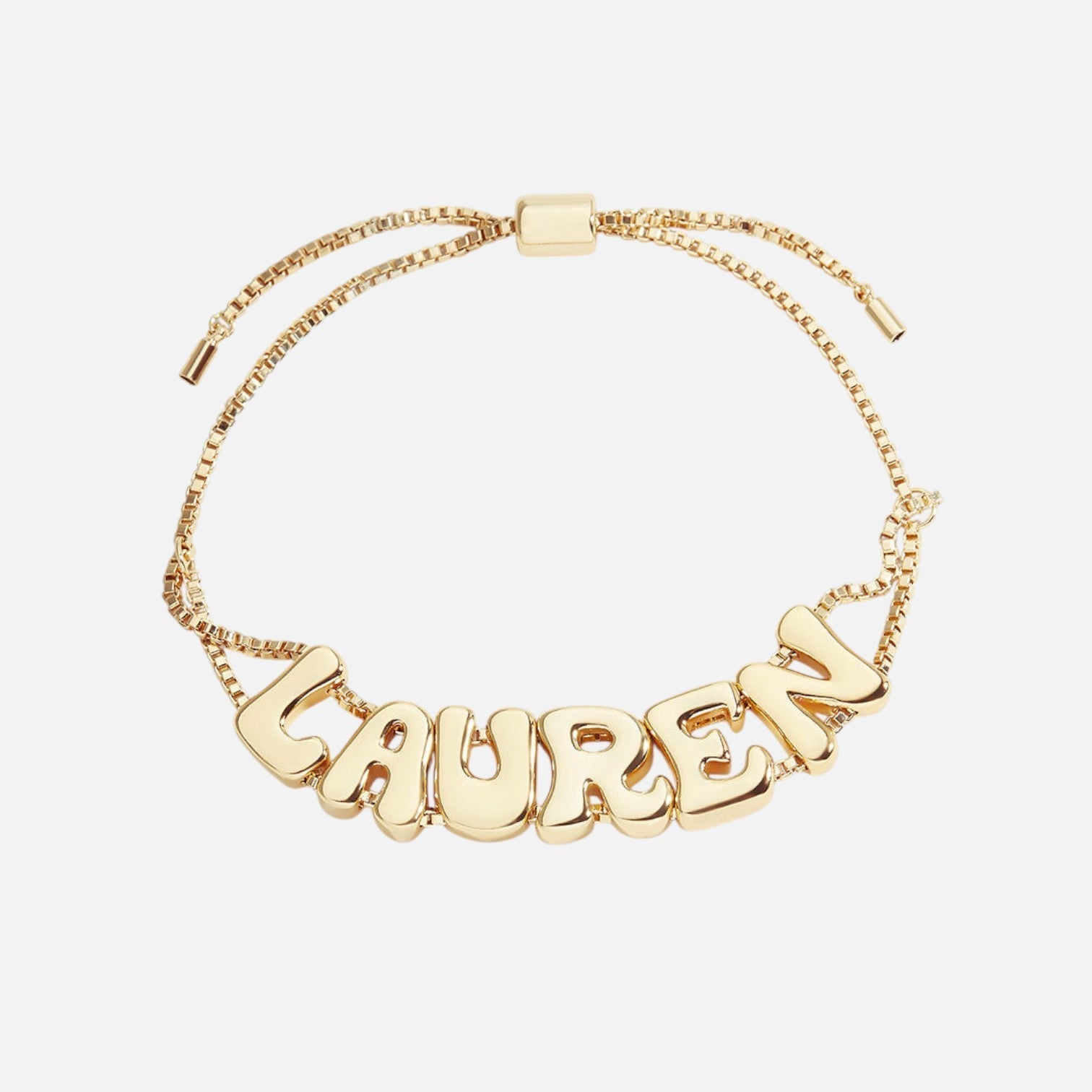 Bubble Name Adjustable Chain Bracelet – gold