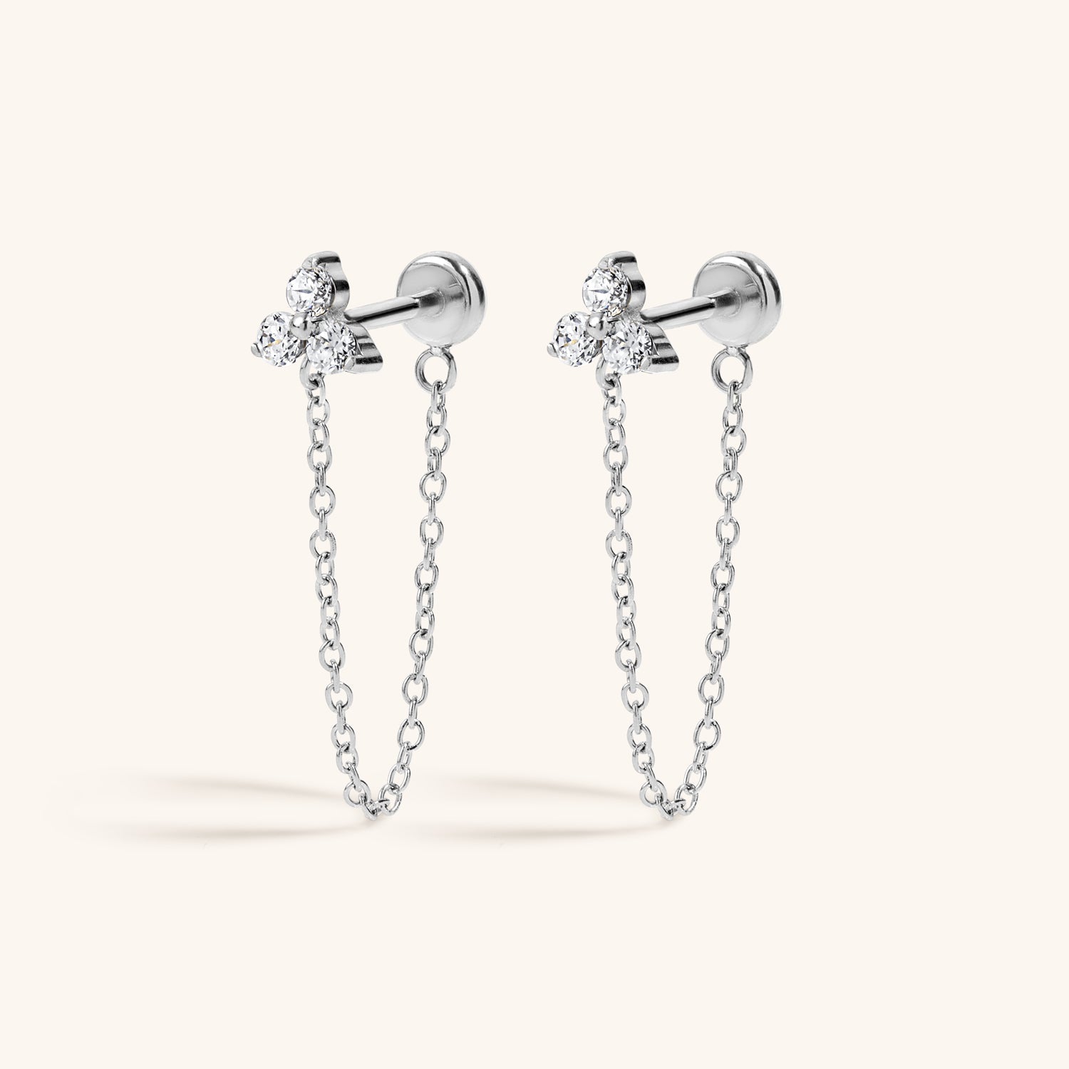 Crystal Trinity Chain Nap Earrings