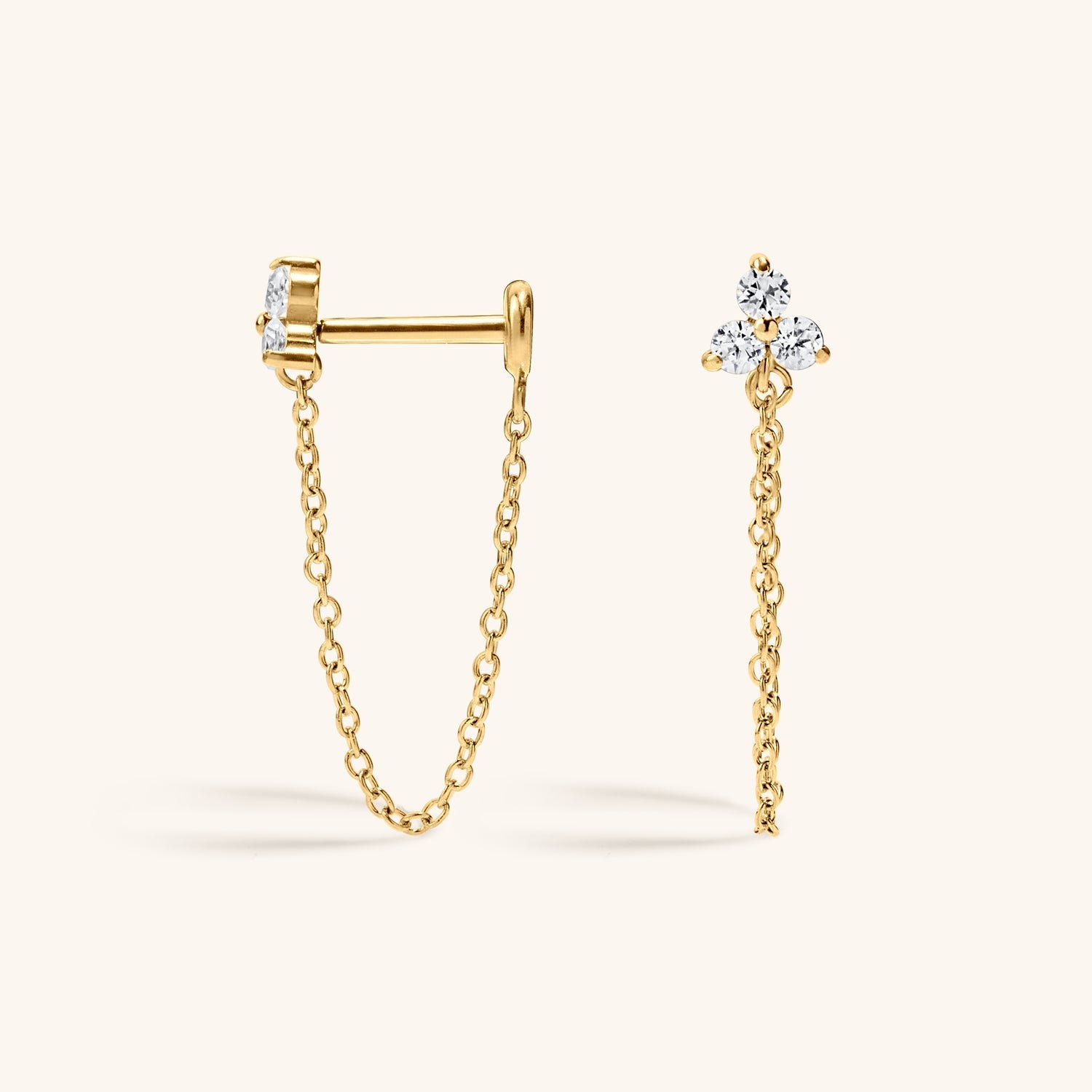 Crystal Trinity Chain Nap Earrings