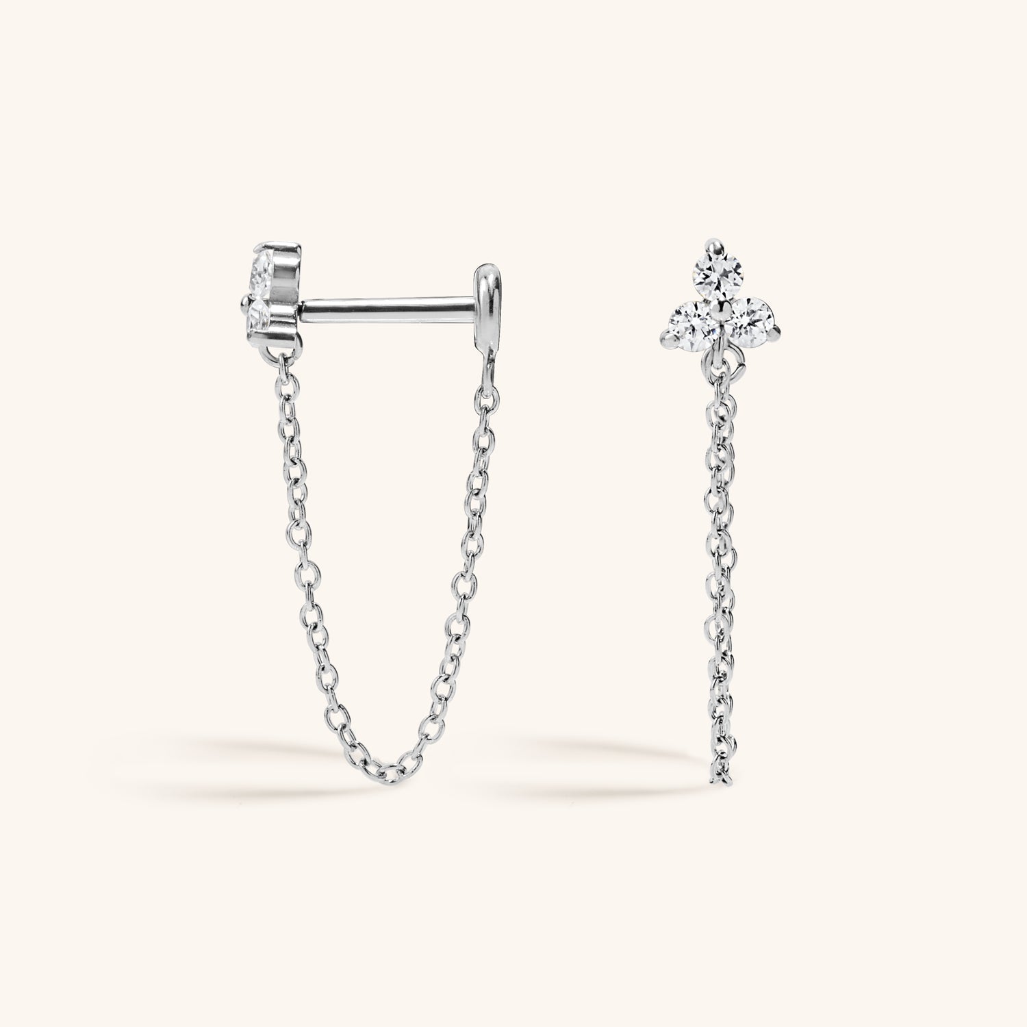 Crystal Trinity Chain Nap Earrings