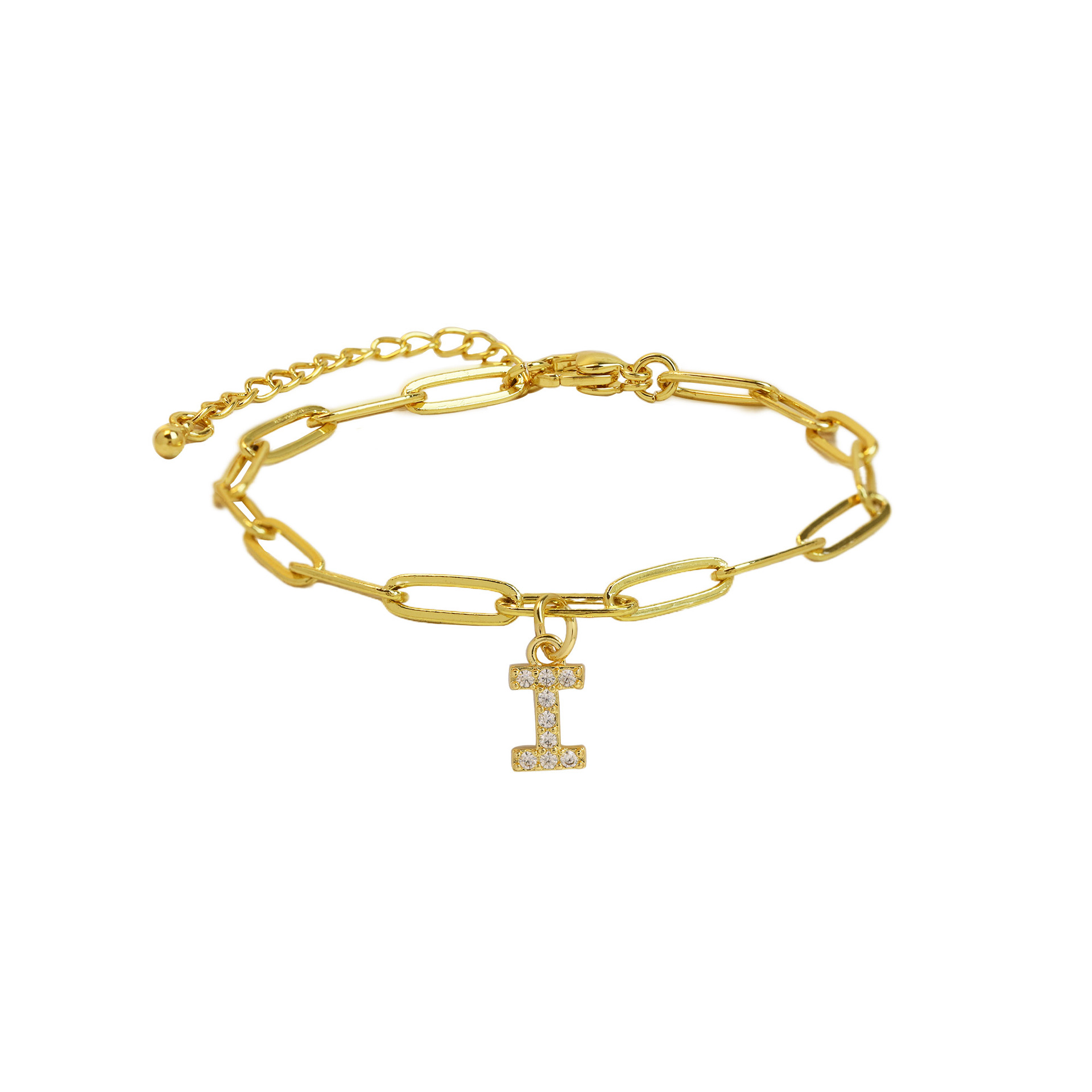 Paperclip Initial Letter Bracelet