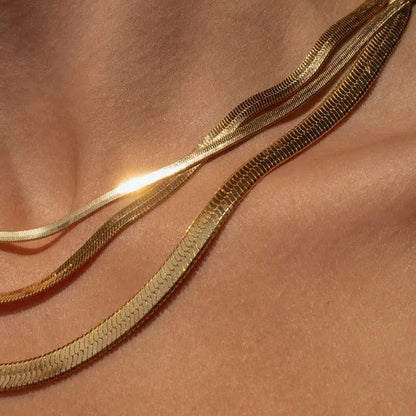 Sleek Herringbone Snake Chain Necklace