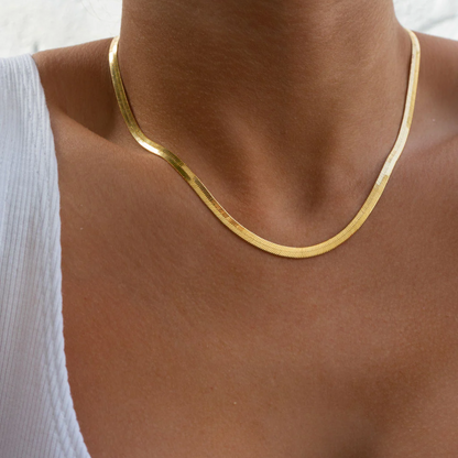 Sleek Herringbone Snake Chain Necklace