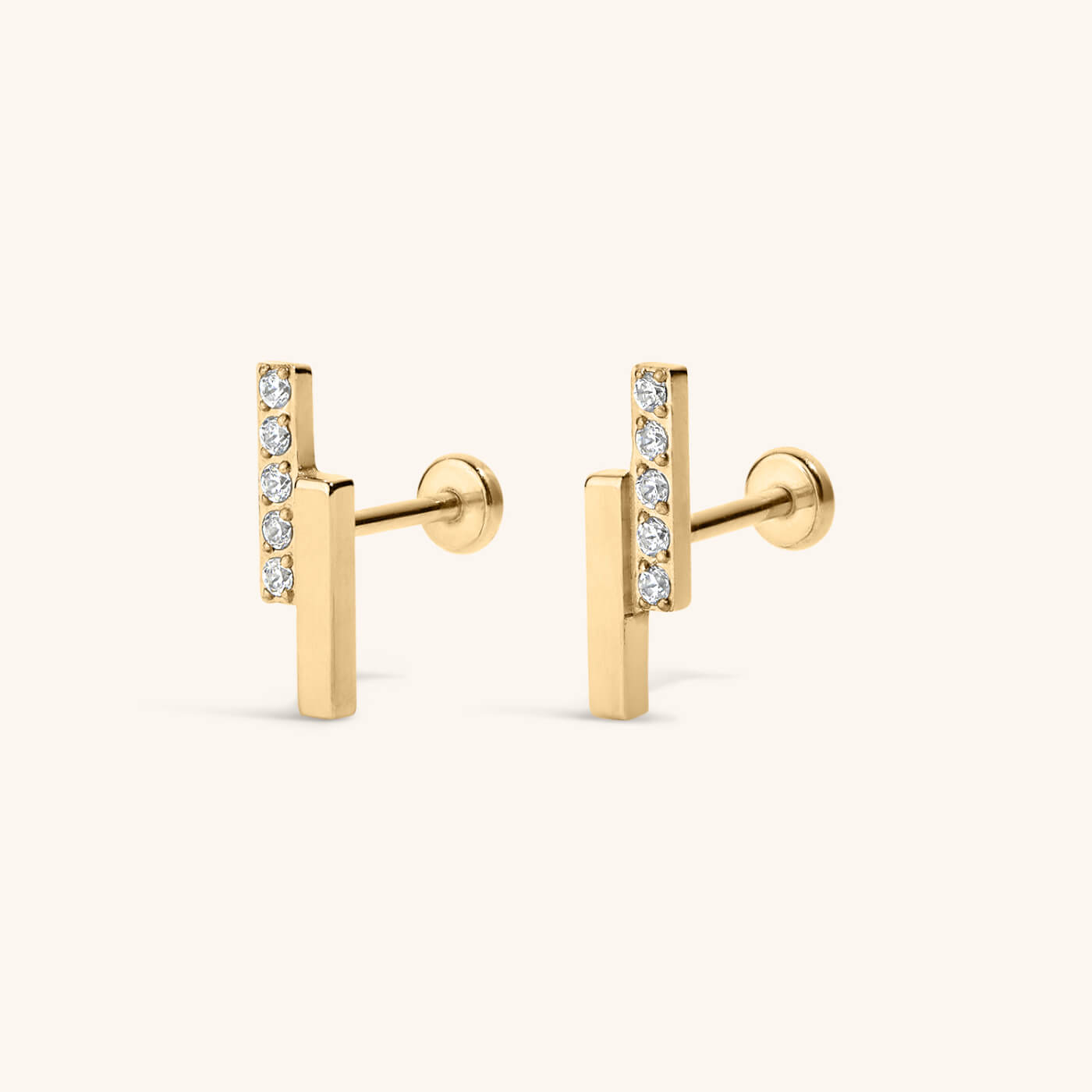 Pave Lightning Bar Nap Earrings – Gold