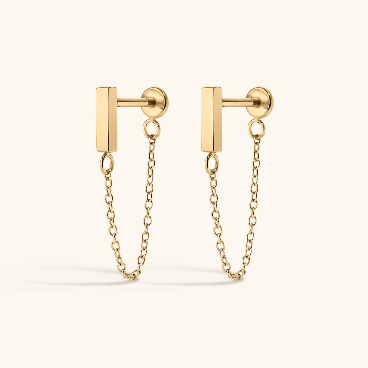 Bar Chain Nap Earrings – Gold