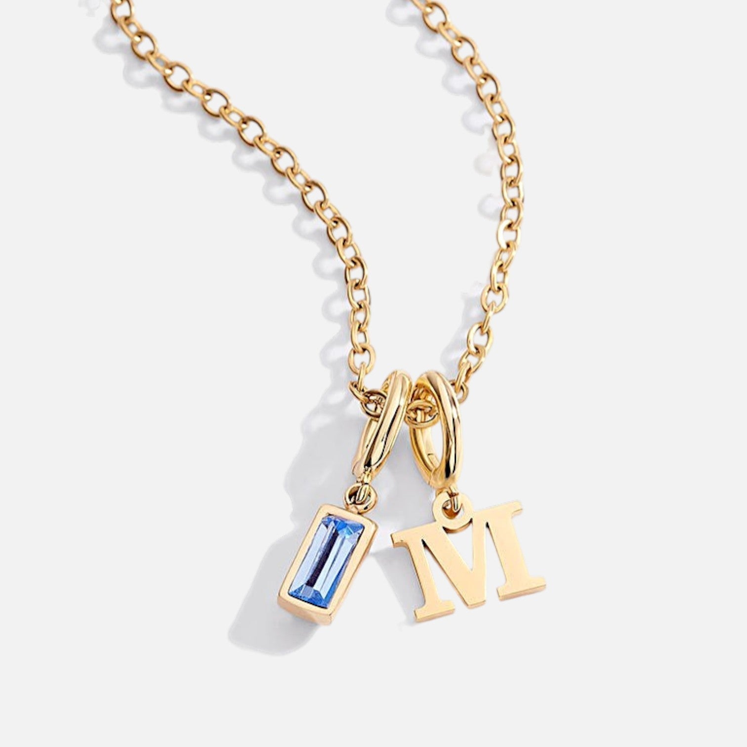 Avelis Initial Necklace with Birthstone Charm – Gold