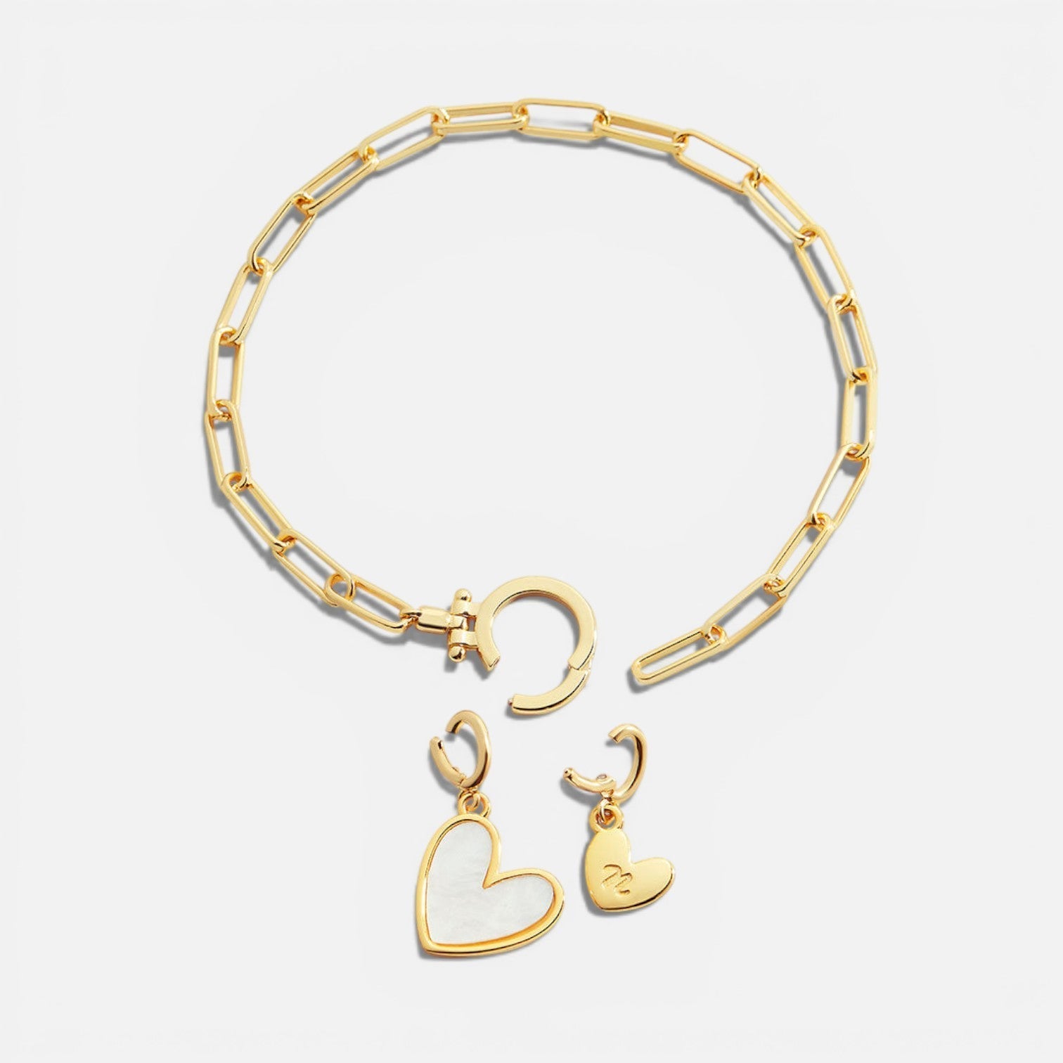Mother of Pearl Initial Heart Bracelet