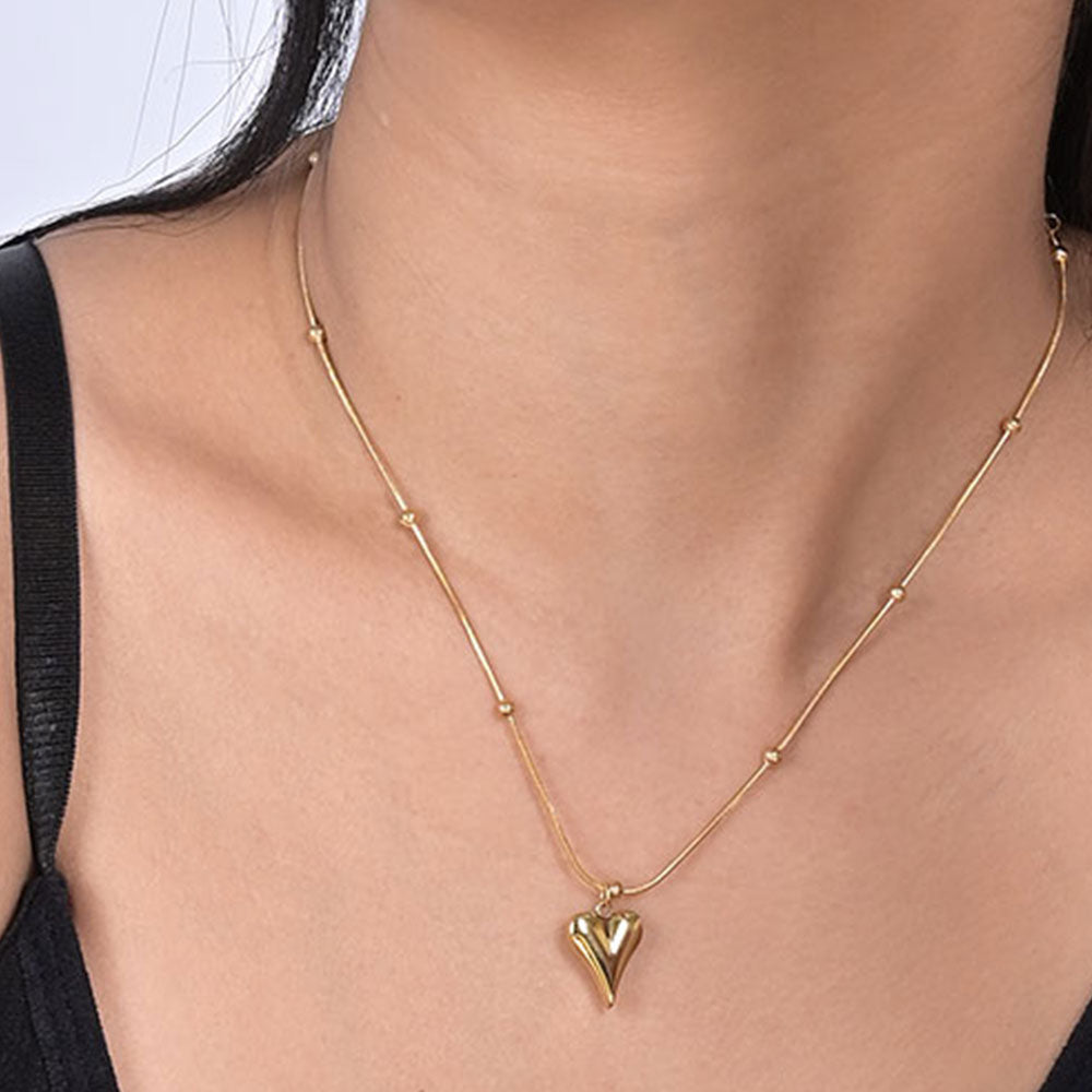 Heart Ball Chain Pendant Necklace