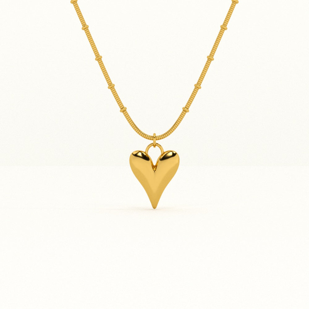 Heart Ball Chain Pendant Necklace