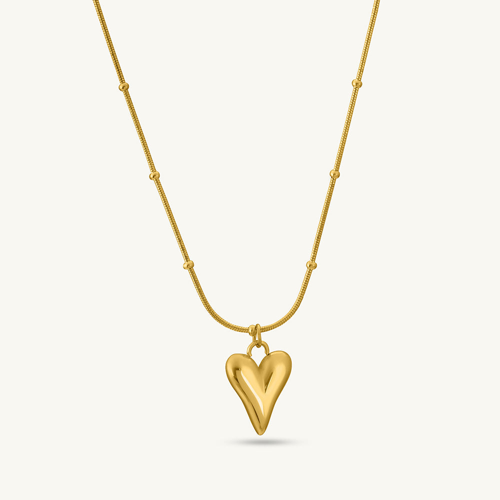Heart Ball Chain Pendant Necklace
