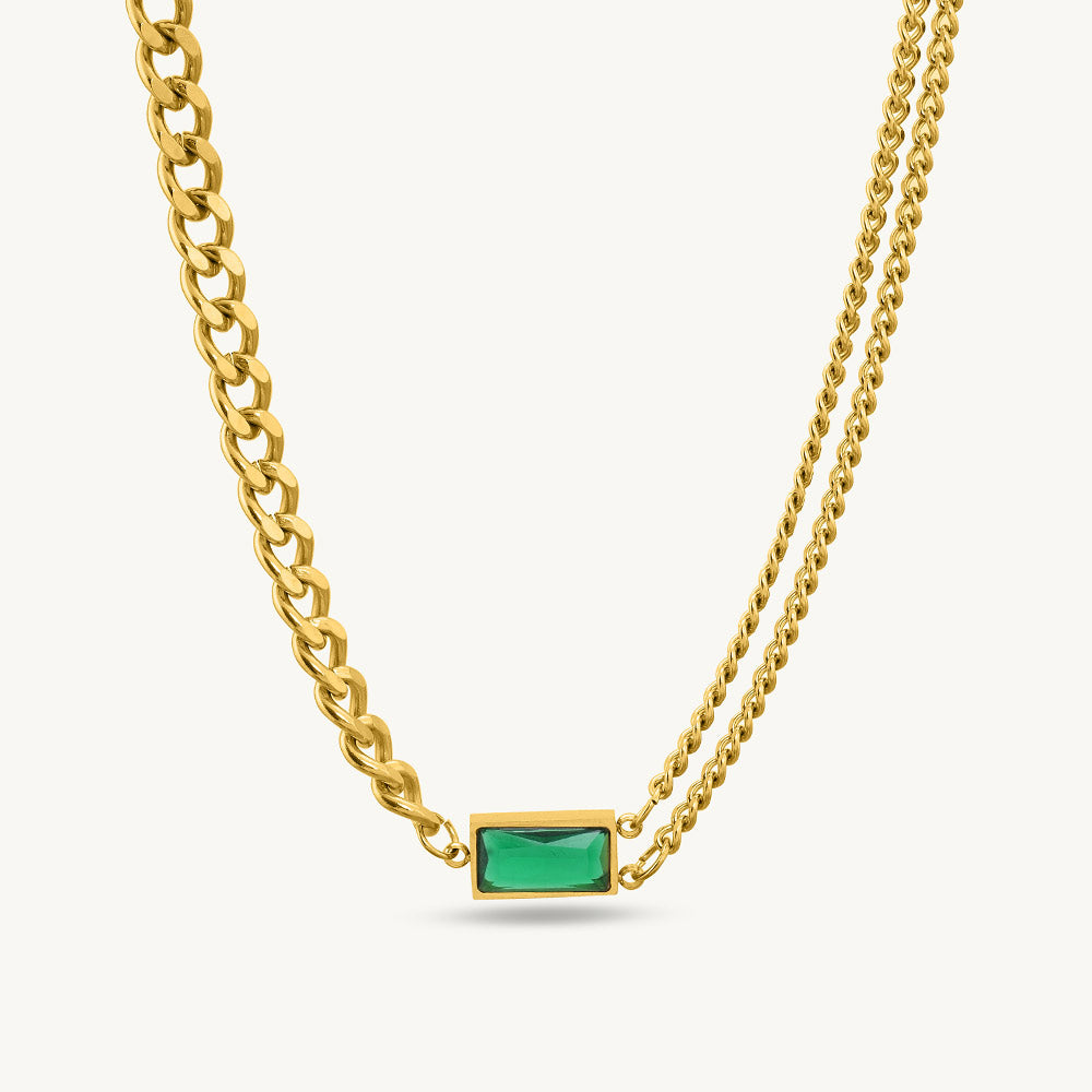 Emerald Thick & Double Thin Curb Chain Stackable Necklace – GOLD
