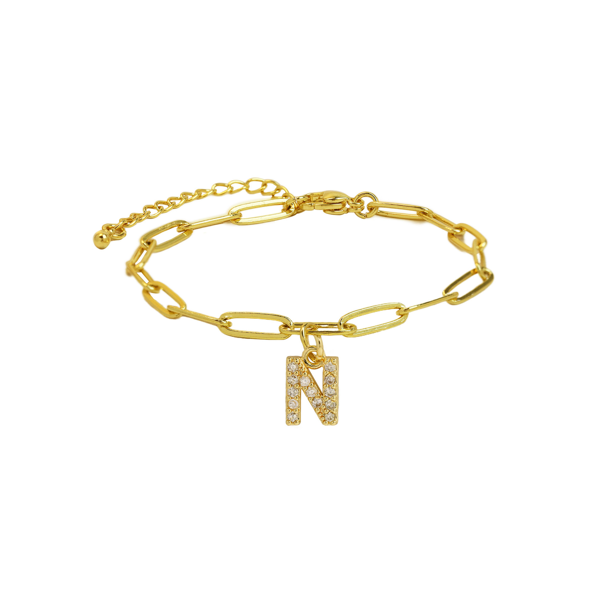 Paperclip Initial Letter Bracelet