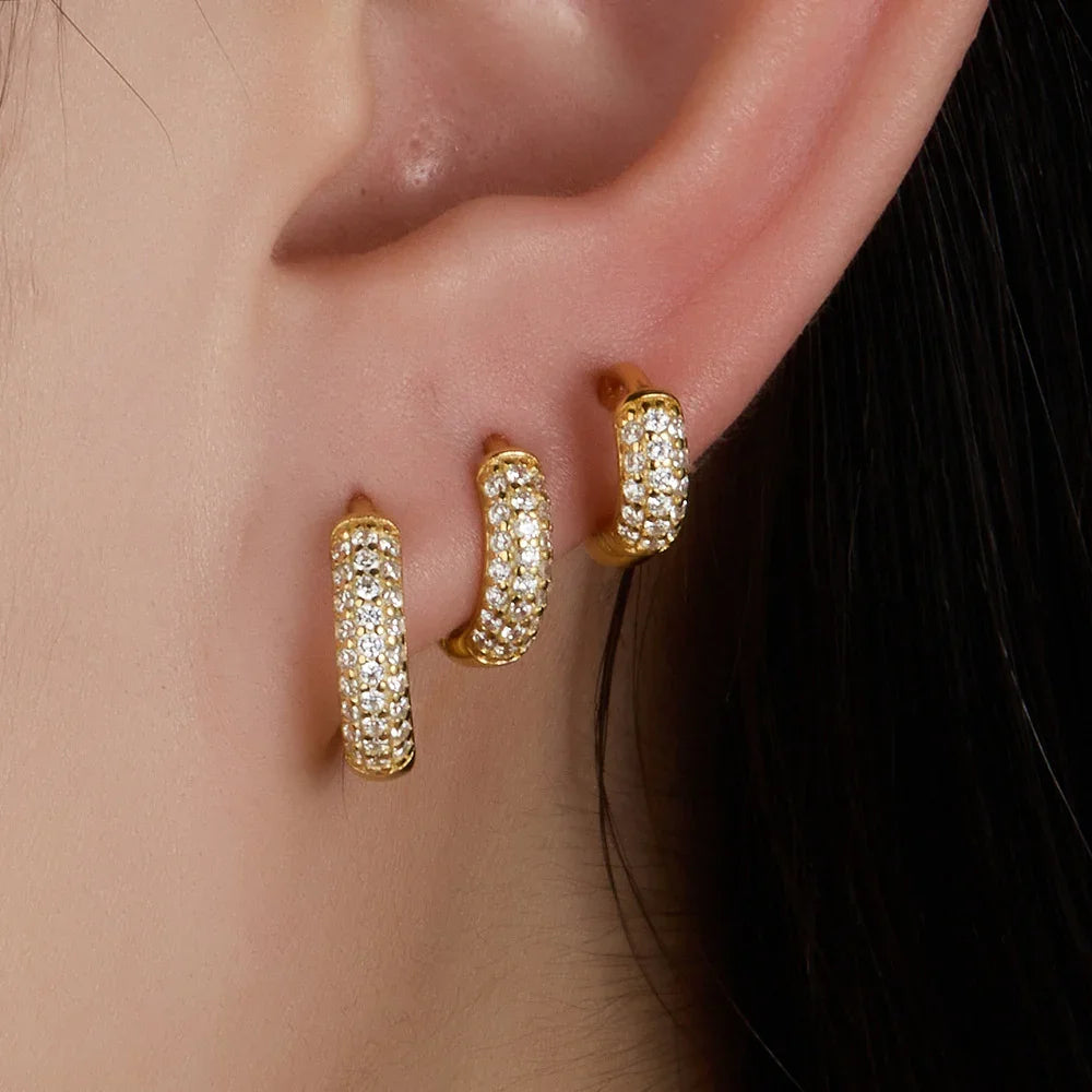 Chunky Pavé Huggie Earrings
