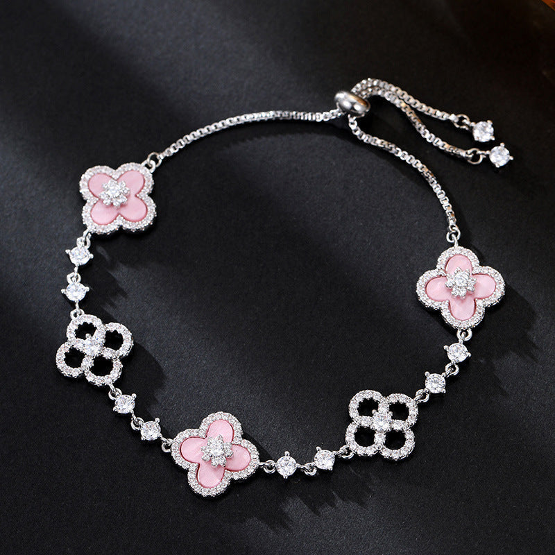 Sakura Clover Charm Bracelet