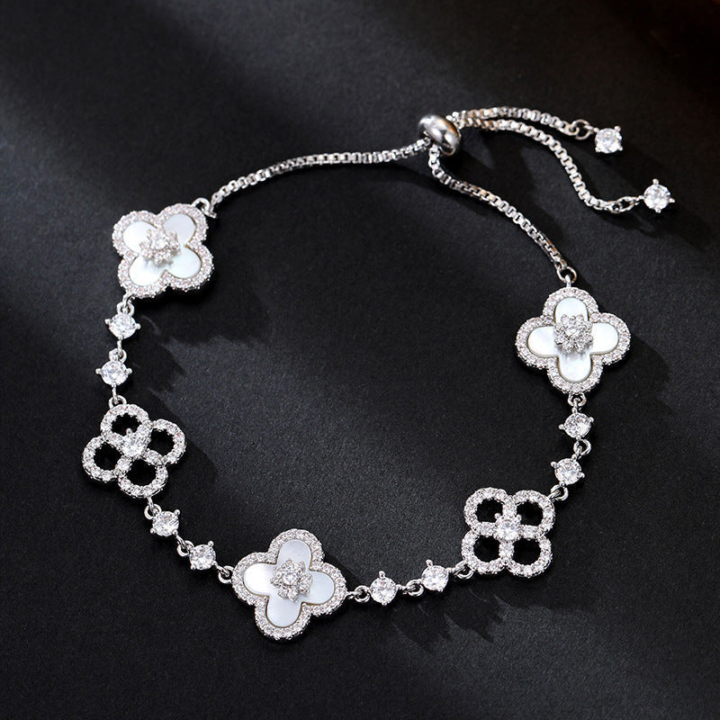 Sakura Clover Charm Bracelet