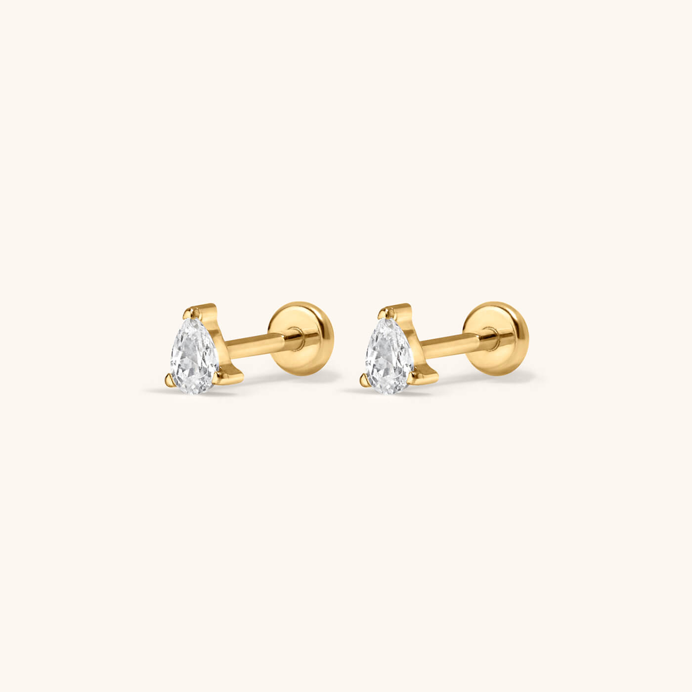 Celestial Crystal Pear Nap Earrings, 3mm – Gold